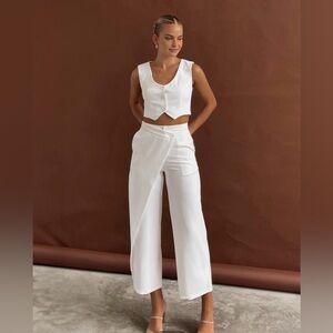 Commence Solid Asymmetrical Straight Leg Pants Set